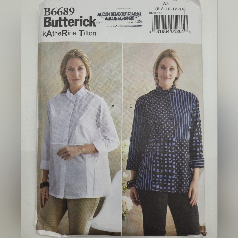 🧵4/$20🧵 Butterick B6689 Shirt Sewing Pattern Uncut Size 6-14 DIY Supplies